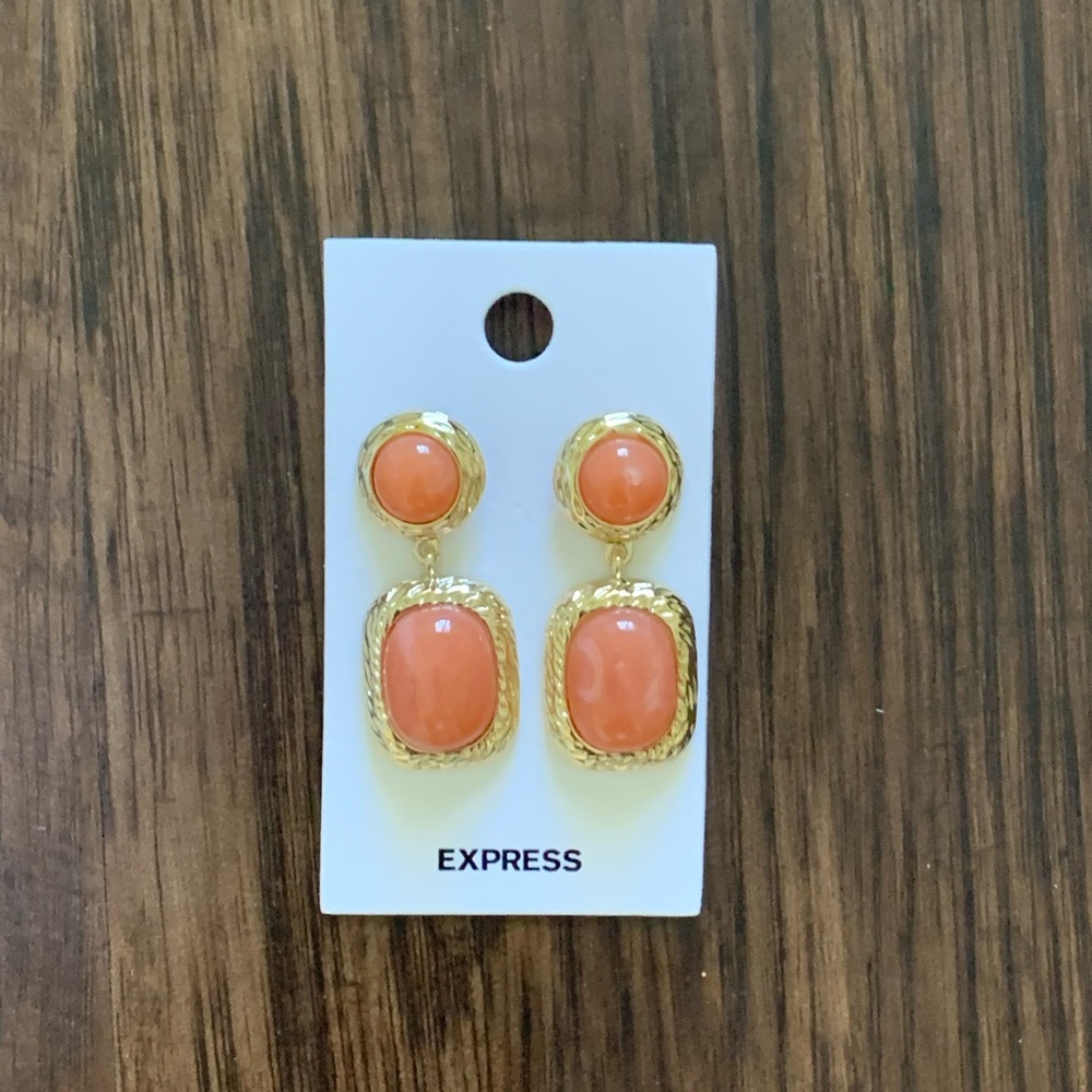 Express swirled resin double stone drop earring size 2”